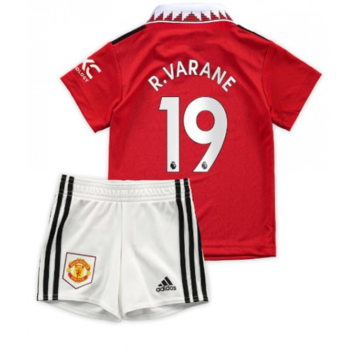 Fotbalové Dres Manchester United Raphael Varane #19 Dětské Domácí 2022-23 Krátký Rukáv (+ trenýrky)